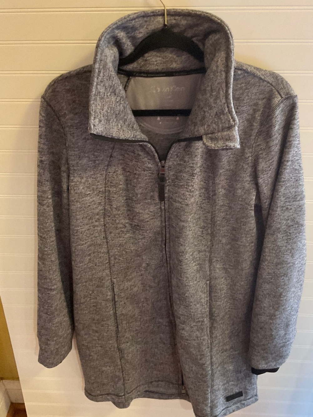 Calvin Klein Performance Gray Marled Longline Hooded Zip Jacket XL